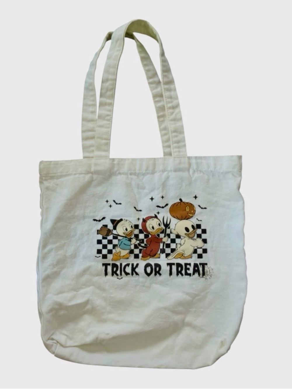 Halloween Trick or Treat Kids White Canvas Tote Bag
